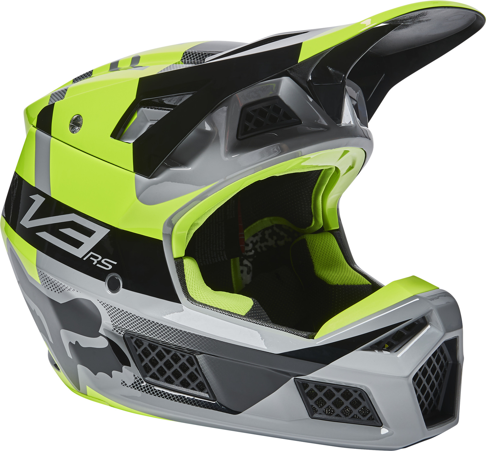  Fox Racing V3 RS Motocross Helmet, Carbon Black, Small :  Automotive