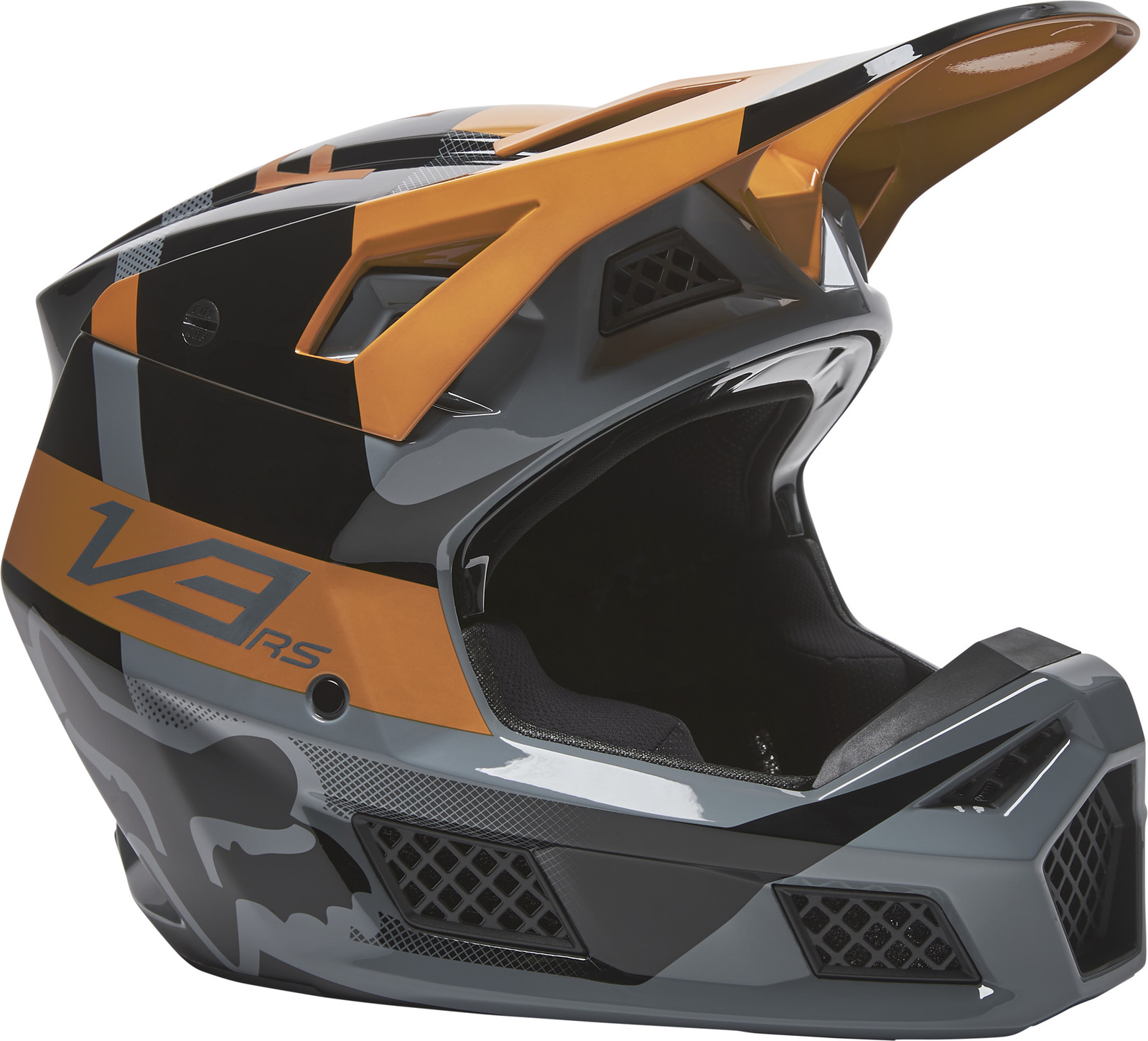 Fox V3 Rs Riet MX Helmet ECE Black/Gold MASH Melbourne Action