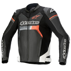 Alpinestars GP Force Leather Jacket Airflo - Black/White/Fluro Red/Red