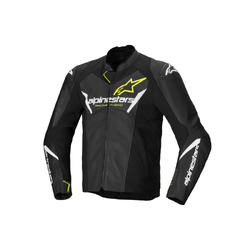 Alpinestars Faster V3 Air Leather Jacket - Black/White/Fluro Red/Yellow