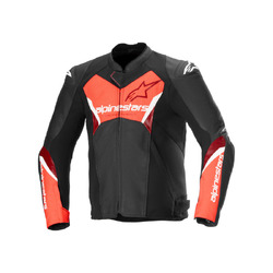 Alpinestars Faster V3 Air Leather Jacket - Black/Fluro Red/Red