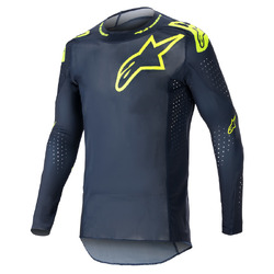 Alpinestars Supertech Bruin Jersey - Navy/Yellow/Fluro Red - S