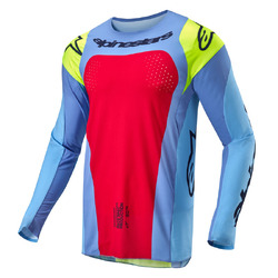 Alpinestars Techstar Ocuri Jersey - Light Blue/Fluro Royal Blue/Red/Berry