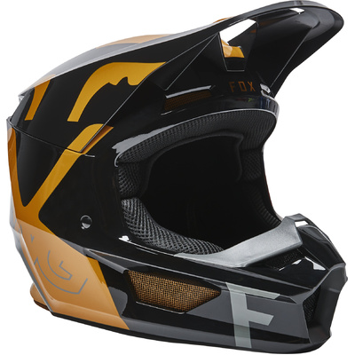 Fox Youth V1 Skew MX Helmet ECE - Black/Gold - Small (Damaged Box)