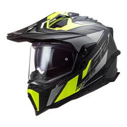 LS2 MX701 Explorer Carbon Focus Adventure Helmet - Matte Titanium/Hi-Vis/Yellow