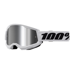 100% Strata 2 Youth Goggle - White - Silver Mirror Lens